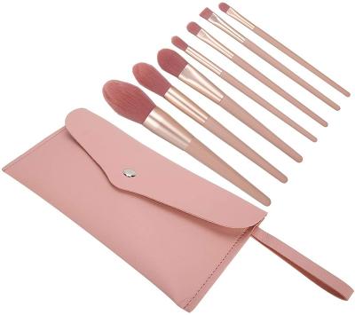 China Angular Blush Travel Makeup Brush Set Portable Pink Makeup Brushes 7pcs Vegan Make Up Brush Sets for sale