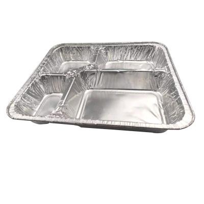 China Recycle Disposable Aluminum Foil Container Tray Take Out Lunch Box For Food Packaging for sale