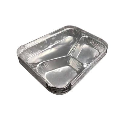 China Recycle Disposable Aluminum Foil Lid Cover Aluminum Foil Round Food Containers Food Grade Rectangular Tray for sale