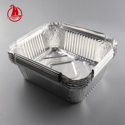 China Recycle Hot Sale Disposable Takeaway Metal Foil Tray Small Aluminum Foil Container OEM Logo Aluminum Foil Restaurant Food Packaging for sale