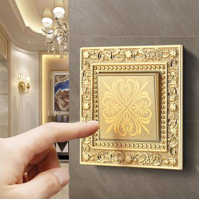 China KaiJ Retro 2 Way Copper Panel Lamp Switch Vintage Villa Lamp Switch EU Style Luxury Baroque Wall Lamp Switch Hotel for sale