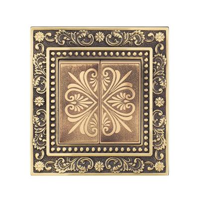 China KaiJ Retro Style 2 Way Luxury Hotel Copper Panel Lamp Switch Vintage Villa Momentary Lamp Switches And Sockets EU for sale