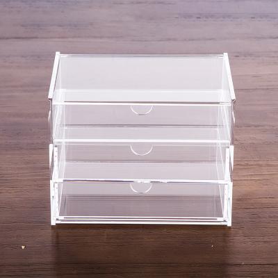 China HOMESWEET Clear Makeup Drawer Case Sustainable Acrylic 3 Drawers Acrylic Cosmetics Box for sale