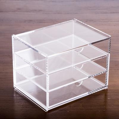 China Factory Customized Sustainable Three-Layer Jewelry Storage Box Acrylic Desktop Cosmetics With 3 Drawer Box for sale