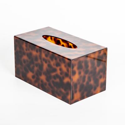 China HOMESWEET Supplier Tortoiseshell Hotel Tissue Box Custom Luxury Acrylic Paper Premium Room Tissue Box for sale