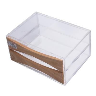 China 2 Drawer Durable Medium Size Acrylic Display Box With Wooden Decorative for sale