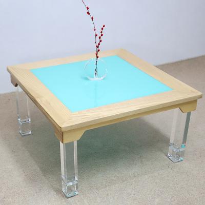 China Wooden Customizable Clear Acrylic Square Furniture Wooden Folding Table Home Acrylic Table for sale