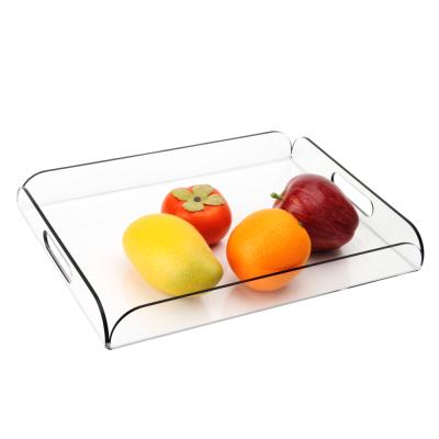 China Restaurant/Hotel/Home/Acrylic Food Tray Factory Custom Clear Acrylic Cake Tray Acrylic Item Display Tray With Handle for sale