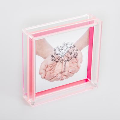 China HOMESWEET 4X4 Classic Creative Square Plexiglass Picture Frame Magnetic Acrylic Clear Picture Frame for sale