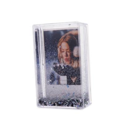 China Glitter Photo Frame Valentines Day Gifts Glitter Liquid Photo Frame Clear Acrylic Floating Picture Frame for sale