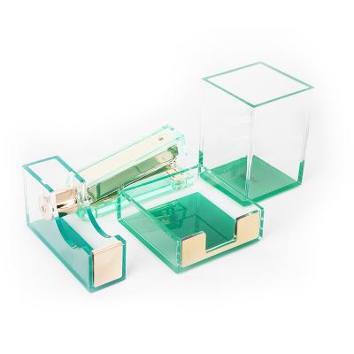 China Custom Acrylic Desk Organizer Tape Dispenser Storage Rack Organizer Set for sale