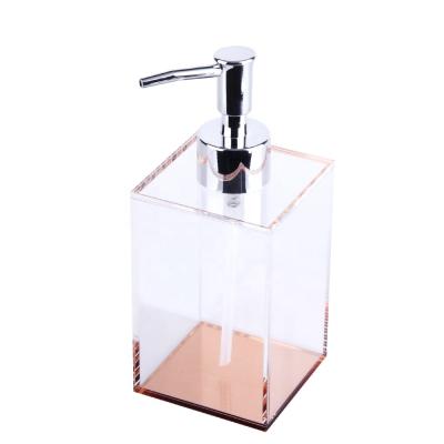 China Foam Handmade Soap Dispenser Lucite Plexiglass Elegant Style Hand Liquid Soap Dispenser Bottle With Rose Gold Bottom for sale