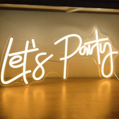 China Stores Let's Party Neon Sign Led Light For Wedding Simple Wall Decor Girl Party Family Garden Bar Party Gift for sale