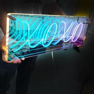 China Stores Customized Neon Light Infinity Sign Mirror Abyss Acrylic Multi Color LED Thousand Layer Mirror Advertising Lights B for sale