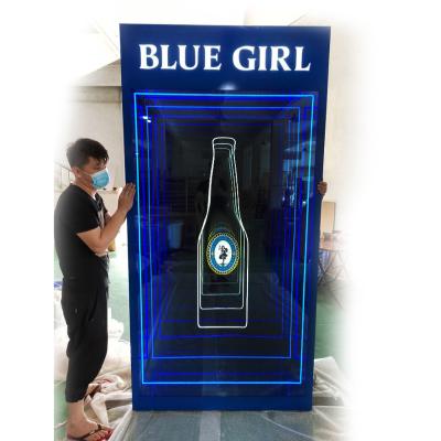 China Buildings customized neon lights thousand layer mirror world signboard light box background light walls advertising magic light box for sale