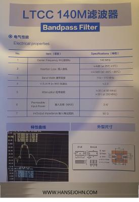 China LTCC 140Mhz Bandpass filter  customized product RF transformer Power splitter, combiner, bridge for sale