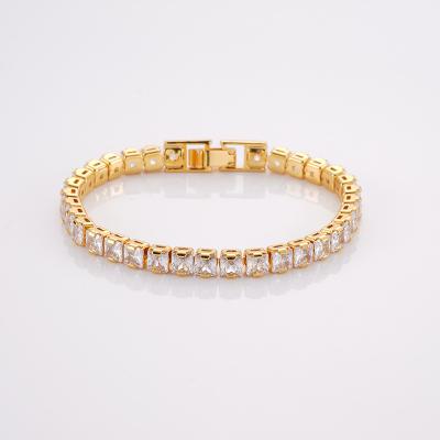 China Hip Hop Fashion Hip Hop Jewelry Brass Zircon Tennis Chain Bracelet For Gift 2021 for sale