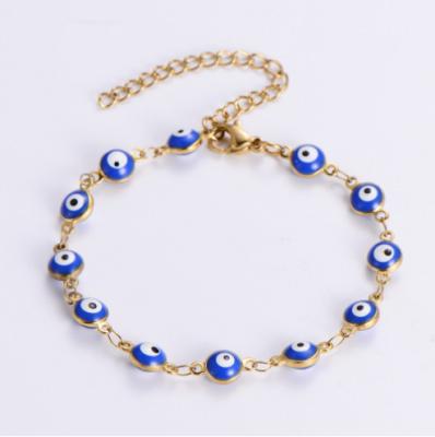 China CLASSIC Mix Color Stainless Steel 18k Gold Plated Turkish Evil Eye Bracelet Round Eye Necklace for sale