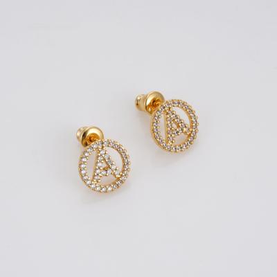 China New Luxury ROMANTIC Diamond Jewelry 26 Style English Letter Earring Fashion Zircon Stud Earrings For Women for sale