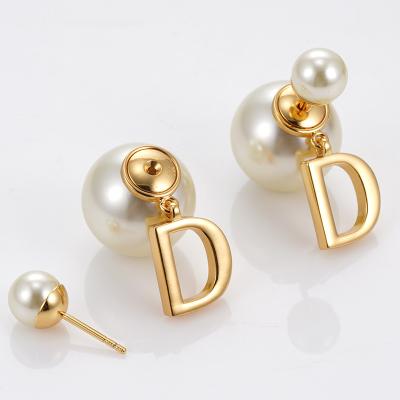 China FASHION jewelry 2021 new alphabet earrings shape elegant letter D pearl earrings for sale