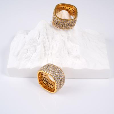 China Hiphop Gold Plated Hip Hop Wide Edge CZ Diamond Thumb Rings For Wedding Engagement for sale