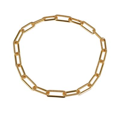 China Hip Hop Fashion Hip Hop Gold Plating Paperclip Link Chain Brass Necklace For Boys for sale