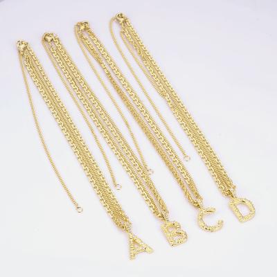 China TRENDY Brass English Letter 26 Chain 18k Gold Plating Pendant Necklace For Girls Choose Women Jewelry Fashion for sale