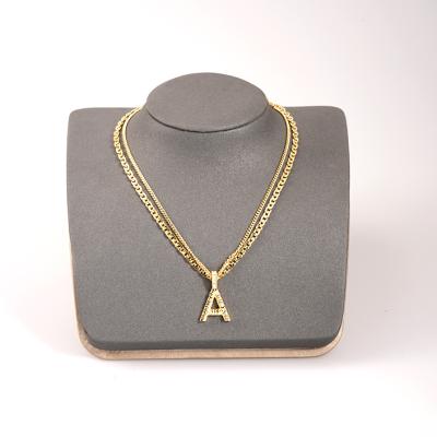 China FASHIONABLE Wholesale 18K Gold Plating Double Layer Necklace Letter Pendant Jewelry for sale