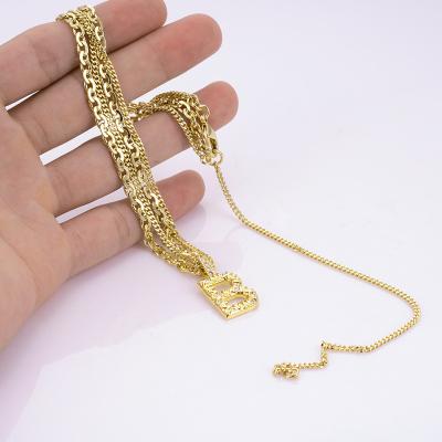 China FASHIONABLE High Quality Double-Layer Brass Design Letter B Initial Pendant Necklace For Women for sale