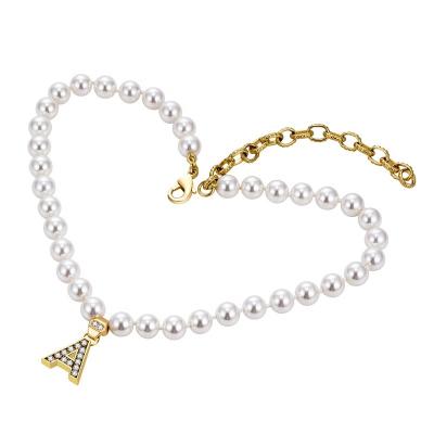 China FASHIONABLE Letter Adjustable Dangling Chain Length Pearl Necklace Female Freshwater Pearl Necklace for sale