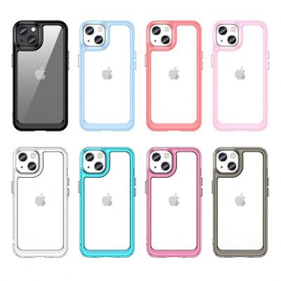 China High Quality Shockproof Clear Acrylic +TPU Metal Locks Shockproof Anti-drop Back Edge S Phone Case For iPhone 13mini 12pro for sale