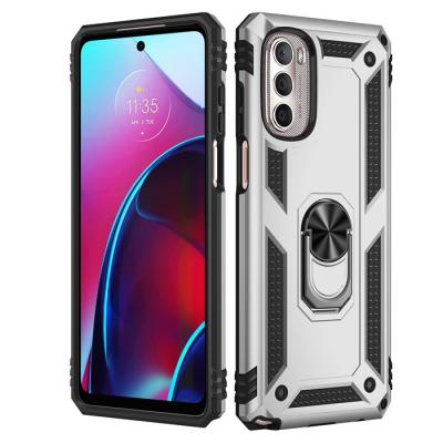 China Shockproof 2 in 1 shockproof tpu+pc armor phone case with 360 rotation metal ring holder for Motorola Moto G Stylus 2022 5g for sale