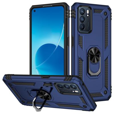 China Wholesale Luxury Shockproof 2 in 1 Armor Shockproof Back Cover With Ring Kickstand Phone Case For OPPO Reno6 for sale