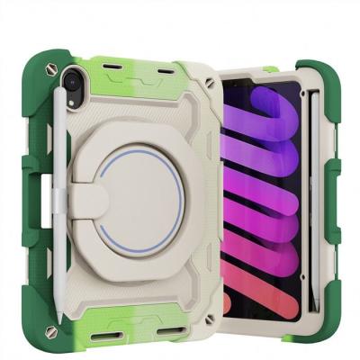 China Fashion Shockproof Rainbow Color 360 Rotating Folding Apple iPad mini 6 Armor Cover Shockproof Ring Holder Tablet Case For for sale