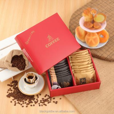 China Hot Selling Caffeinated Gold House Blend Black Drip Ground Arabica Coffee Christmas Limited Gift Box 100% Soluble Coffee for sale