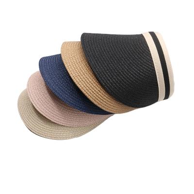 China Popular Striped Fashion Beach Hat With Straw Sun Visor Hap Sunshade Straw Hat For Ladies for sale