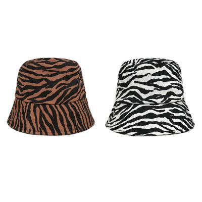 China Bucket Hat Women Fisherman Shade Fashion Pattern Zebra Character European And American Black And White Striped Hat for sale