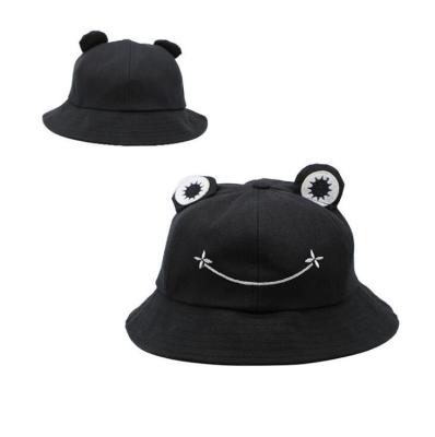 China Cute Frog Character Brim Fisherman Cap Cute Frog Parents And Children Summer Bucket Wide Sun Hat For Adults Kids Women for sale