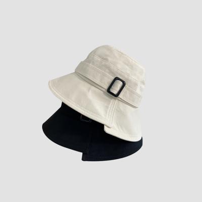 China Character Big Fisherman Hat Girl Summer Metal Button Brim Sunblock Sunblock Hat Sunblock Bucket Hat for sale