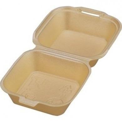 China Biodegradable Disposable Foam Burger Box PLA Clamshell Cornstarch Foam Lunch Box For Food Delivery for sale