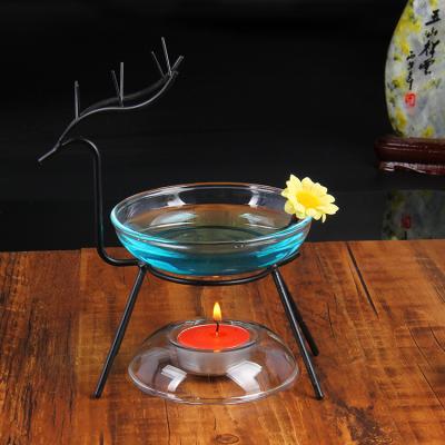 China Modern Decorative Deer Shaped Metal And Glass Oil Burner For Perfume Oil Or Wax Melts for sale