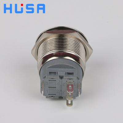 China LOGO 22mm Stainless Steel Switch Button Ring LED 12-24V Power Symbol LED Light Spring Reset Metal Momentary Push Button Switch 1no1nc for sale