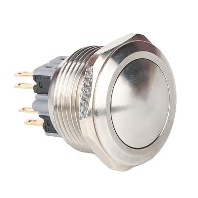 China S: Stainless Steel / N: 28mm Diameter Metal Switch Ball Shape Head 1NO1NC Stainless Steel Nickel Plated Brass Momentary Push Button Switch Without LED Light Anti-Vandalism for sale