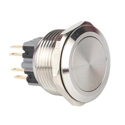 China S:Stainless Steel / N:Anti Vandal 28mm SPDT Momentary Terminal Pin Nickel Plated Brass Hot Self-Tuning Product Sale Push Button Button Switch Waterproof No LED Light for sale