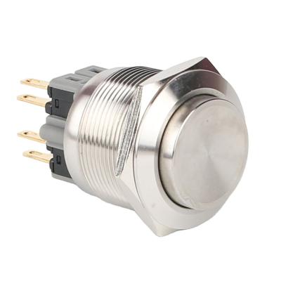 China S: Stainless Steel / N: Wholesale Nickel Plated Brass Illuminated Led 25mm Stainless Steel Push Button Switch Momentary Waterproof Push Button Switches for sale