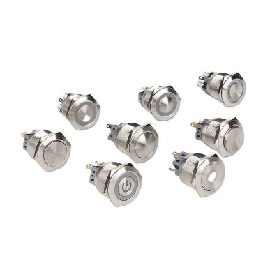 China S:Stainless Steel / N:25mm Ball Shape Head Metal Push Button Switch 1NO1NC Nickel Plated Brass Momentary Stainless Steel Button Switch With Ring LED Light for sale