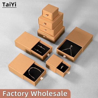 China Newest Fashion Selling Trinket Storage Ring Bracelet Sliding Jewelry Kraft Drawer Paper Boxes Hot Classic Necklace Earring With Logo Customized for sale