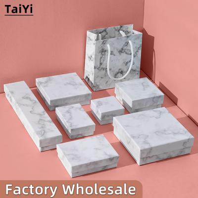 China OEM Recyclable Necklace Jewelry Marble Box Screen Printing Custom Luxury Paper Ring Fancy Packaging Gift Jewelry Boxes With Logo Printed for sale