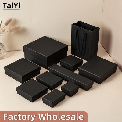 China Recyclable Black Hardboard Jewelry Box Bracelets Packaging Boxes Luxury Custom Logo Special Recyclable Paper Jewelry Packaging Box For Ring for sale