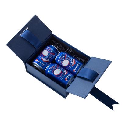 China Recycled Materials Custom Luxury Cardboard Square Gift Boxes With Lids And High Gloss Blue Paperboard Packaging Gift Boxes for sale